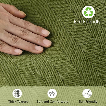 ZWJD Olive Green Pillow Covers 24x24 Set of 2 Chenille Throw Pillow Covers with Elegant Design Soft and Luxurious Decorative Throw Pillows for Couch, Bed, and Home Decor