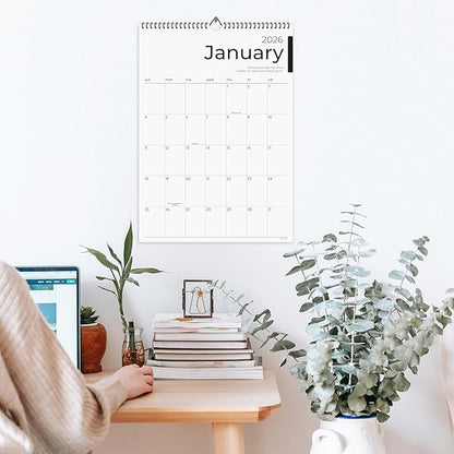2026 Calendar, 12 Months, January to December, 17" x 12", Large Wall Calendar 2026 with Hanger, Calendar 2026 for Wall, 2026 Calendar Planner, Thick Paper, Spiral Binding, Sleek Business Design.