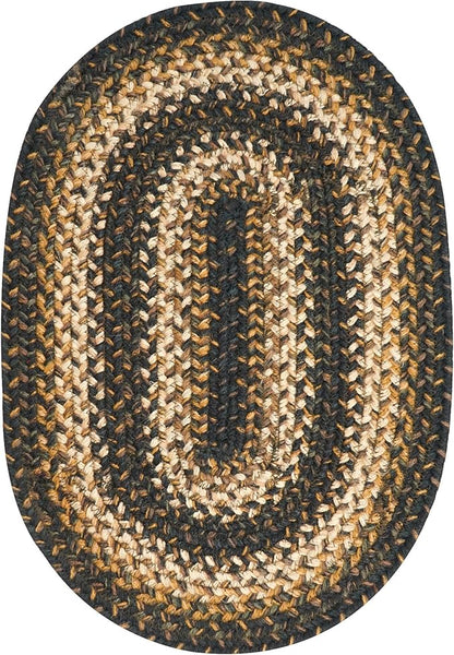 Homespice Kilimanjaro Jute Braided Oval Placemats, Warm Primitive Decor, Set of 6, 13x19 Black and Tan Table Mats - Vibrant Colors, Durable, Easy to Clean and Protects Furniture