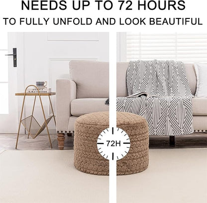 Round Pouf Ottoman 20 x 20 x 14 Inches Boho Poof Home Decor Floor Pouffe Ottoman Foot Rest for Couch Sofa Bean Bag Chairs Living Room Bedroom (Tan)