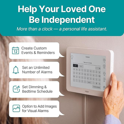 Robin 2024 Digital Calendar Clock for Elderly, Seniors & Dementia - Extra Large Mahogany Bedside Clock