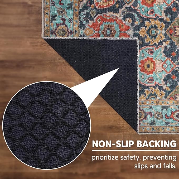 Keen Home Design 2x3 Rug - Machine Washable Entry Rug with Non-Slip Backing, Ideal for Enteryway, Kitchen, Bathroom, Laundry Room - Vintage, Easy Clean, Durable, Low Pile Rug - (2' x 3')