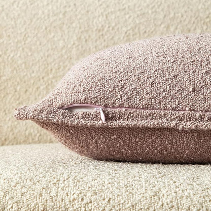 JUSPURBET Pink Decorative Pillow Covers 16x24 Set of 2 Throw Pillow Covers for Couch Sofa Bed Cozy Boucle Textured Lumbar Cushion Covers Cases with Hidden Zipper for Living Room Home Decor