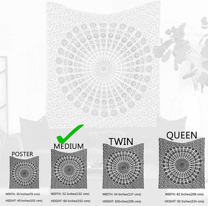 raajsee Turquoise Tapestry- Best Mandala Wall Hanging- Bedding Tapestry For Bedroom Aesthetic-Size Small (52x60 Inches / 132x152 Cms)