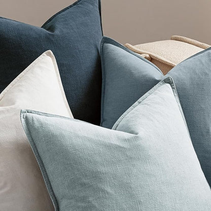MIULEE Blue Pillow Covers Pack of 4 Decorative Natural Solid Throw Pillow Covers Soft Accent Boho Farmhouse Couch Pillowcases Modern Spring Home Decors for Living Room Bed Sofa 18x18 Inch