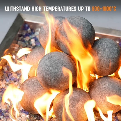 Stanbroil Ceramic Balls - 4” Round Fire Stones for Fire Pit Fire Bowl and Fireplace - Set of 12, Gray