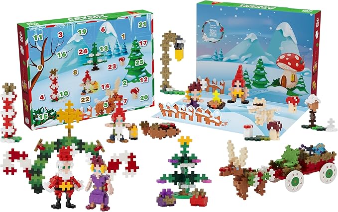 Plus Plus Christmas Advent Calendar 2025, 25 Kids Building Block Toys, Mini 3D Puzzle Kits, Fun Holiday Countdown Stem Gifts, 600 Pieces - Deluxe