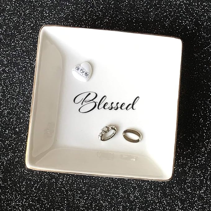 Simply Charmed Blessed Ceramic Jewelry Dish or Ring Holder - Religious Gift for Christmas, Confirmation or Baptism