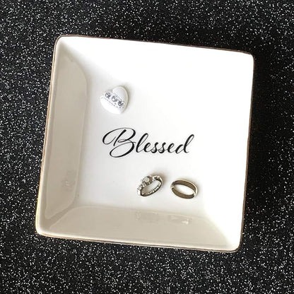 Simply Charmed Blessed Ceramic Jewelry Dish or Ring Holder - Religious Gift for Christmas, Confirmation or Baptism