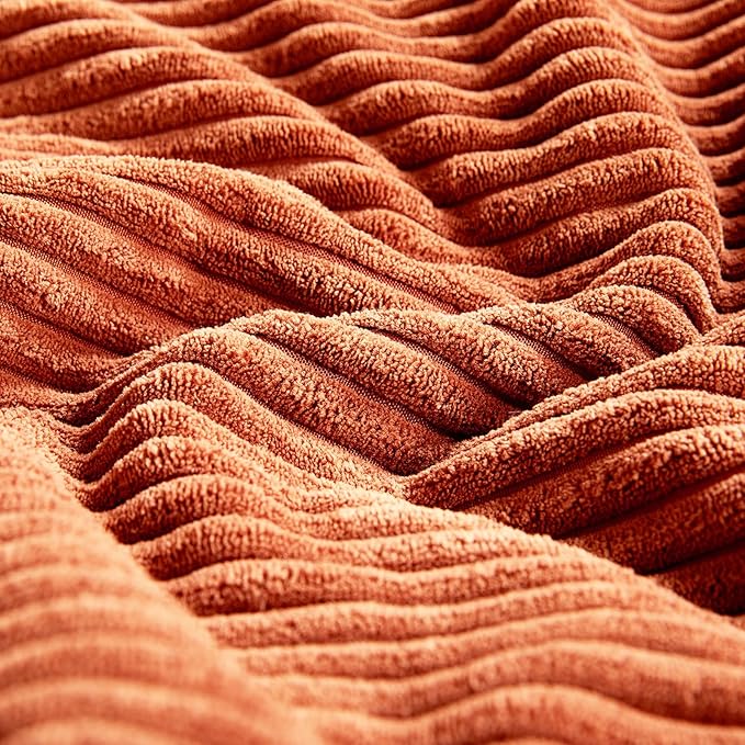 Fancy Homi Set of 2 Burnt Orange Lumbar Decorative Throw Pillow Covers 12x20 Inch for Living Room Couch Bed, Boho Farmhouse Fall Home Decor, Soft Corduroy Corss Patchwork Cushion Case 30x50 cm