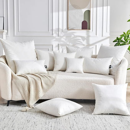 Feathers Down Throw Pillow Inserts 12x20, Set of 2, 100% Organic Cotton Shell, Soft Decorative Lumbar Pillow Insert for Living Room Sofa, Couch, or Bed (White)