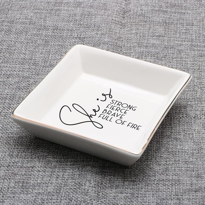 JoycuFF Motivational Women Gifts Inspirational Birthday Thanksgiving Day Christmas Gifts for Best Friends Mom Sister Niece Trinket Dish Tray Jewelry Ring Holder