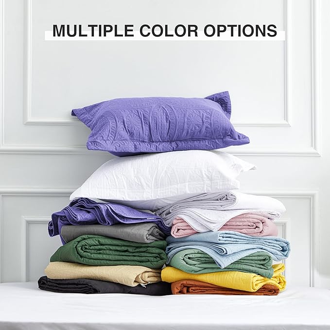 Love's cabin Quilts for Full Bed Deep Purple Bedspreads Bedding Set - Lightweight Bedspread Comforter - Coin Pattern Bedding Coverlet for All Season - 3 Pieces (1 Quilt, 2 Pillow Shams)
