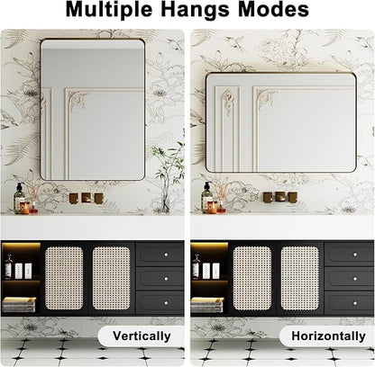 Bathroom Mirrors for Over Sink,2Pcs 24x36Inch Vanity Mirrors for Wall,Bronze Metal Frame Rectangle Mirrors for Bathroom, Farmhouse,Restroom,Hangs Horizontally or Vertically