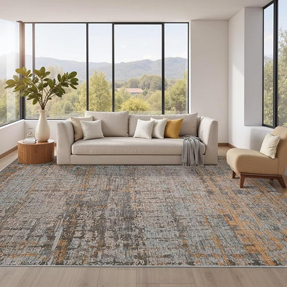 Area Rugs 8x10,Large Soft Rugs for Living Room, Washable,Modern Abstract Rugs for Bedroom Dining Room, Non-Slip Foldable Thin Indoor Carpet Stain Resistant(Taupe)