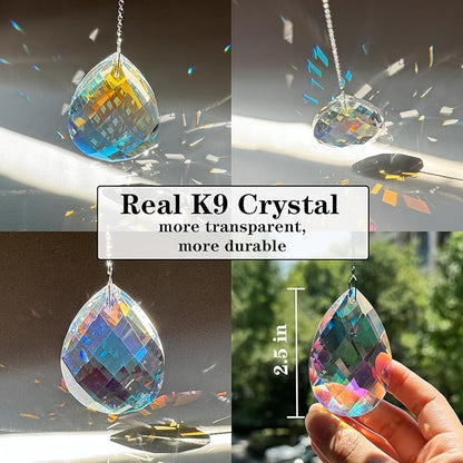 4PCS Crystal Sun Catcher Prisms,Rainbow Maker for Windows, Room, Garden Fantasy Aesthetic Home Decor,Hanging Suncatchers with Glass Prism