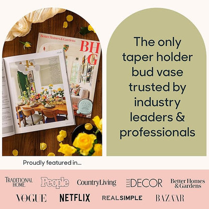 Base Vase (3-Pack) - The Bud Vase That Fits in Taper Candle Holders | Create Floral Arrangements for Tablescapes, Centerpieces, Weddings and Home Decor