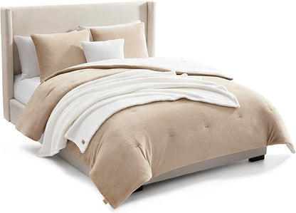 UGG Full/Queen Comforter Set 5 Piece Bed in a Bag with Throw Blanket, Decorative Pillow, Shams, Reversible Hypoallergenic Washable Luxury Warm Fluffy Bedding Set, Brown Birch (Remina)