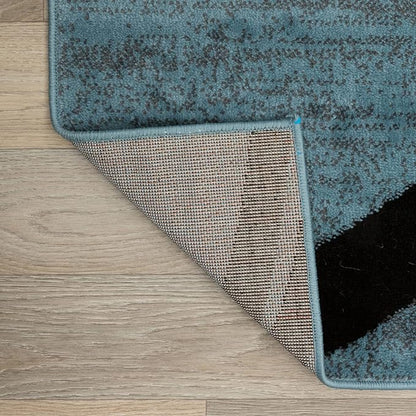 Rugshop Modern Wavy Circles Design Area Rug, Fade-Resistant Carpet for Living Room, Bedroom, or Dining Room, Blue, 5'3" x 7'3"