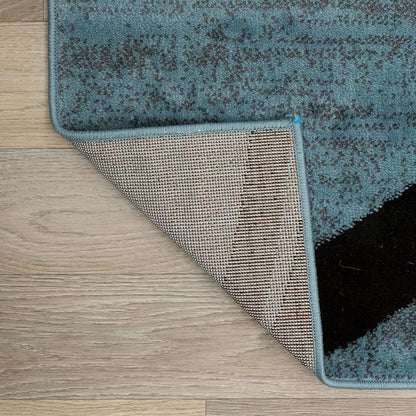 Rugshop Modern Wavy Circles Design Runner Rug, Carpet with Jute Backing for Hallway, Entryway, or Laundry Room, Blue, 2'7" x 6'