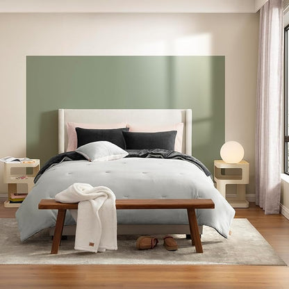 UGG Full/Queen Comforter Set 5 Piece Bed in a Bag with Throw Blanket, Decorative Pillow, Shams, Reversible Hypoallergenic Washable Luxury Warm Fluffy Bedding Set, Charcoal Grey (Remina)