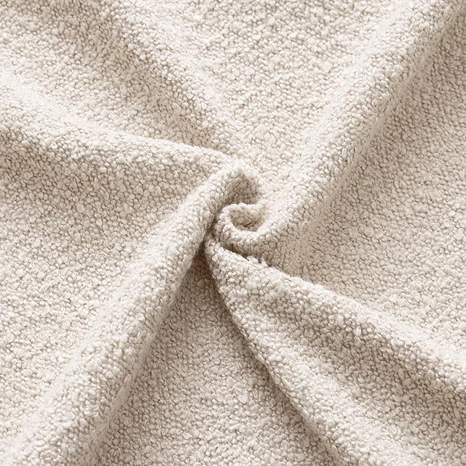 ANRODUO Pack of 2 Textured Boucle Throw Pillow Covers Soft Beige Euro Decorative Accent Solid Pillow Cases Cozy Modern Couch Cushion Case for Chair Sofa Bedroom Living Room Home Decor, 22 x 22 Inch