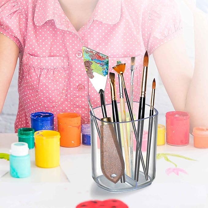 Acrimet Jumbo Pencil Holder, Pen Cup, Caddy Super-Sized Desktop Organizer for Students, Artists and Professionals (Plastic) (Clear Crystal Color)