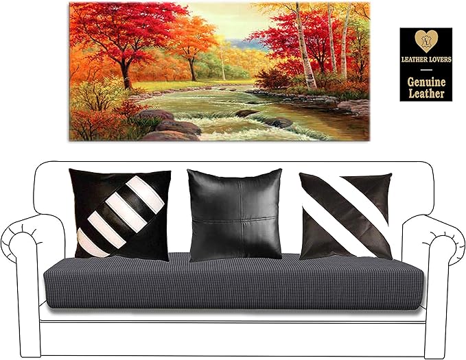 LL LEATHER LOVERS Lambskin Leather Pillow Cover - Sofa Cushion Case - Decorative Throw Covers for Living Room & Bedroom, 20x20 Inches - Light Black Pack of 2