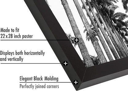 Americanflat 22x28 Poster Frame with Polished Plexiglass - Black Picture Frame - Wide Photo Frames Made of Engineered Wood for Vertical or Horizontal Wall Display - Epic Collection - Black