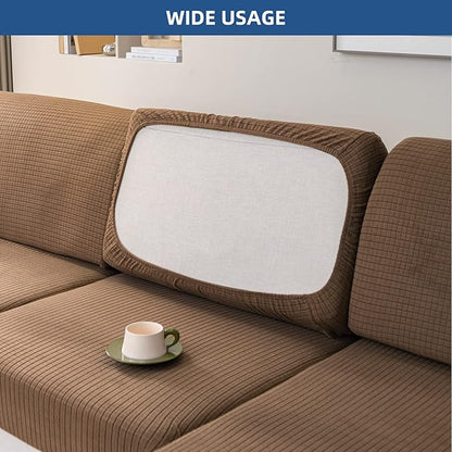 Eismodra Backrest Covers for 3 Cushion Couch Sofa Magic Stretch Sofa Slipcover for Dogs Pet L Shape 2 Seat Replacement Furniture Protector,Light Brown Width 20-28 inches(Only 1 Piece)