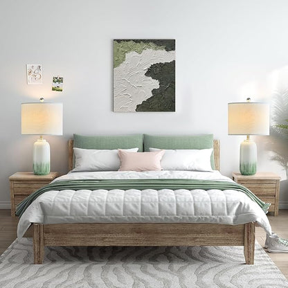 24" Green Table Lamps Set of 2 - Modern Ceramic Bedside Lamps for Night Stands, 3 Way Dimmable Green End Table Lamps for Living Room Bedroom