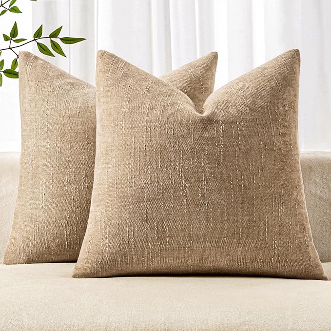 MIULEE Pack of 2 Decorative Throw Pillow Covers Soft Chenille Throw Pillows Solid Textured Cushion Covers for Couch Sofa Bedroom Living Room 18x18 Inch,Starfish