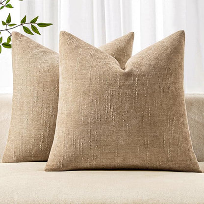 MIULEE Pack of 2 Decorative Throw Pillow Covers Soft Chenille Throw Pillows Solid Textured Cushion Covers for Couch Sofa Bedroom Living Room 18x18 Inch,Starfish