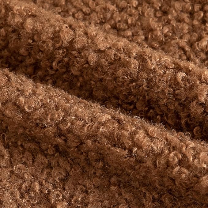 Yaertun Pack of 2 Faux Fur Throw Pillow Covers Decorative Sherpa Boucle Pillow Covers Fuzzy Soft Pillowcases Sheepskin Fleece Cushion Case for Couch Sofa Bed Living Room 18x18 Inch Brown