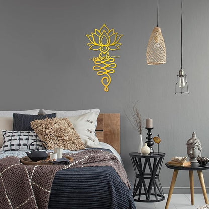 Xedatric Lotus Wall Decor Twin Piece Metal Wall Sculpture for Yoga Decor, Home & Office - Elegant Lotus Decor with Gorgeous Gold Finish