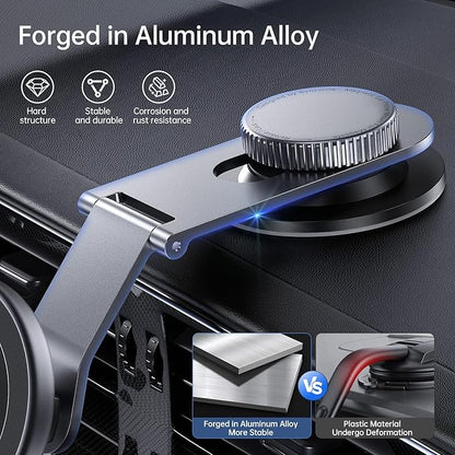 SYNCWIRE Fits MagSafe Car Mount for Universal Dashboard,Tesla Screen, Magnetic Phone Holder for Car, Foldable Aluminum Alloy Arm,Super Stable Car Mount for iPhone 17 Pro Max 16 15 14 13 12&All Phones