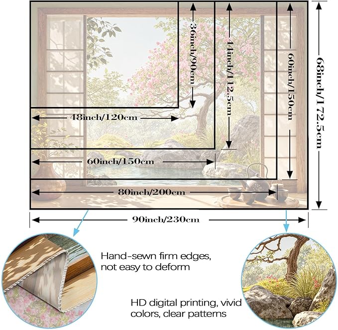 Lifeel Japanese Scenery Tapestry, Aesthetics Nature Landscape Tapestries, Asian Home Decor for Bedroom Meditation Room Living Room, 60x80 inches