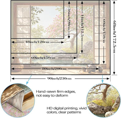 Lifeel Japanese Scenery Tapestry, Aesthetics Nature Landscape Tapestries, Asian Home Decor for Bedroom Meditation Room Living Room, 36x48 inches