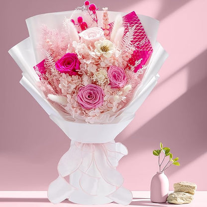 Flowers Gifts for Mom, Flower for Delivery, Preserved Roses Bouquets, Birthday Gifts for Women, Mothers Day Flowers for Wife (Pink)