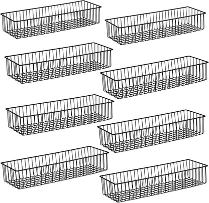 Wetheny Farmhouse Décor Metal Wire Organizer Storage Basket Bin(8 Pack)-Toilet Paper Storage-Organization and Storage for Bedroom, Bathroom, Kitchen Cabinets, Pantry, Laundry Room, Garage (Black)