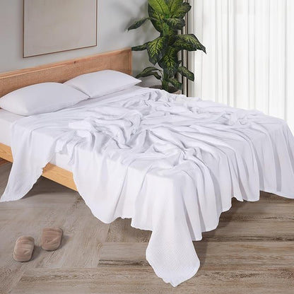 Muslin Blanket - Pure 100% Turkish Cotton Airy Soft Light Versatile Gauze Throw Blanket for Bed, Couch, Sofa (White, Twin XL Size (71" x 95" inch))