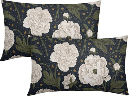 Vitage Floral Lumbar Pillow Covers 12x20 Set of 2 Navy Blue Chinoiserie Pattern Rustic Spring Flower Decorative Outdoor Farmhouse Pillowcases Decorations Throw Cushion Cover Decor for Couch Sofa Bed