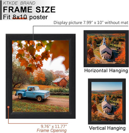 KTKDE 8x10 Picture Frame Set of 5, Wooden frames Black, Vertical & Horizontal Wall Hanging for Wall or Tapletop Display,Studio Gallery Photo Frame for Photos, Posters & Art Prints
