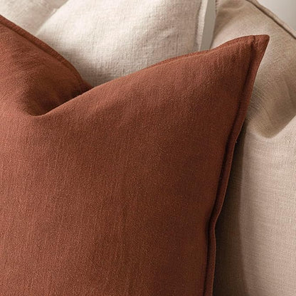 Foindtower Pack of 2, Decorative Linen Soild Throw Pillow Covers Soft Accent Cushion Case Farmhouse Neutral Pillowcase for Chair Couch Sofa Bedroom Living Room Home Decor 16 x 16 Inch Fall Rust Orange