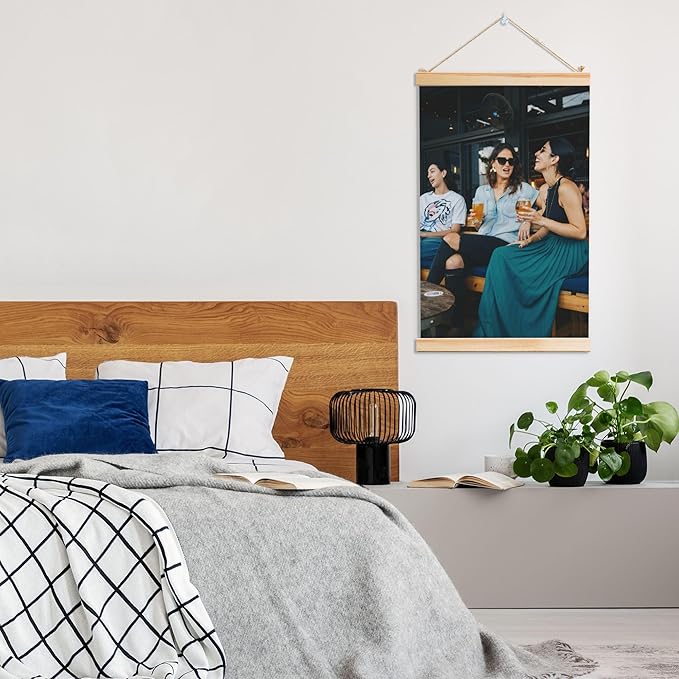 Custom Hanging Poster Personalized Wall Scroll Poster Fabric Canvas with Picture Logo Photo Wall Art Decor for Living Room Bedroom Office (Wood)