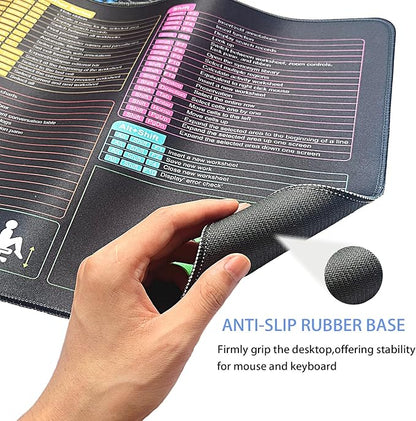 Excel Shortcut Keys Mouse Pad - Extended Large XL Cheat Sheet Gaming Mousepad | PC Office Basics Over 200 Keyboard Shortcuts Mat | Non-Slip Stitched Edge (31.5"x11.8")
