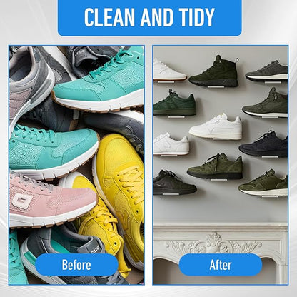 8 Pieces Floating Shoe Racks, Clear Acrylic Floating Shoe Display Shelves with Screws and Anchors, 8 X 3 Inch Floating Shoe Shelves for Wall, Great for Bedroom, Gaming Room, Sneaker Collection