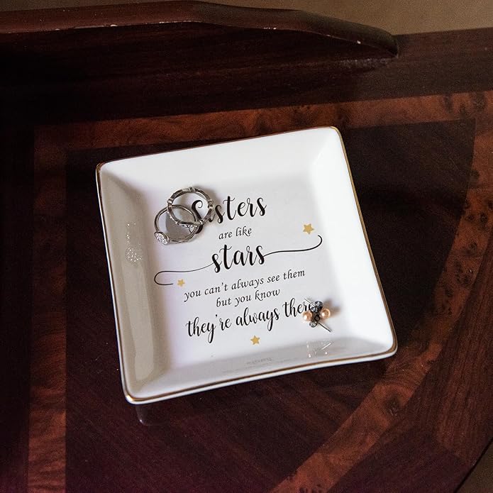 HOME SMILE Ceramic Ring Dish Jewelry Tray for Mom Sister Friends