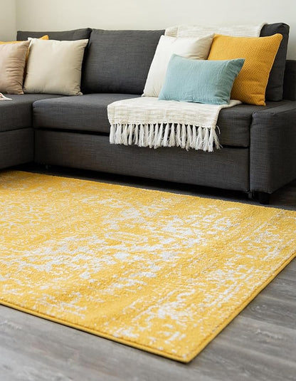 Rugs.com Arlington Collection Rug – 9' x 12' Yellow Medium-Pile Rug Perfect for Living Rooms, Large Dining Rooms, Open Floorplans