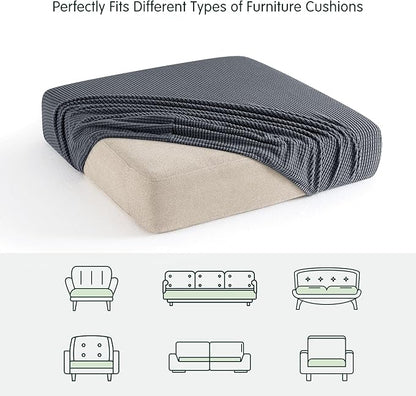 CHUN YI 2Piece Stretch Couch Cushion Covers, Sofa Seat Slipcovers for Pets, Suitable for Armchair Loveseat Sofa with Spandex Jacquard Washable Fabric (2Piece,Grey)
